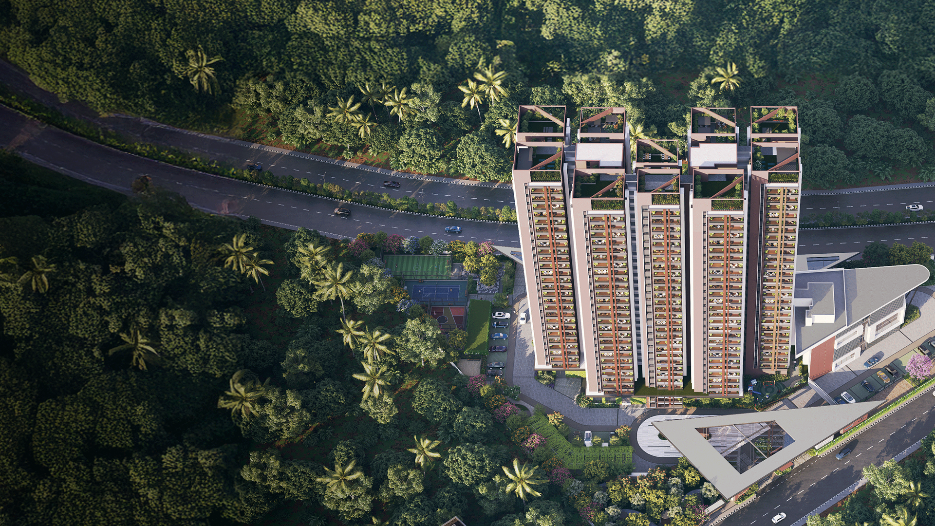 Aerial view of Keerthi Nandini - The Ascent residential towers