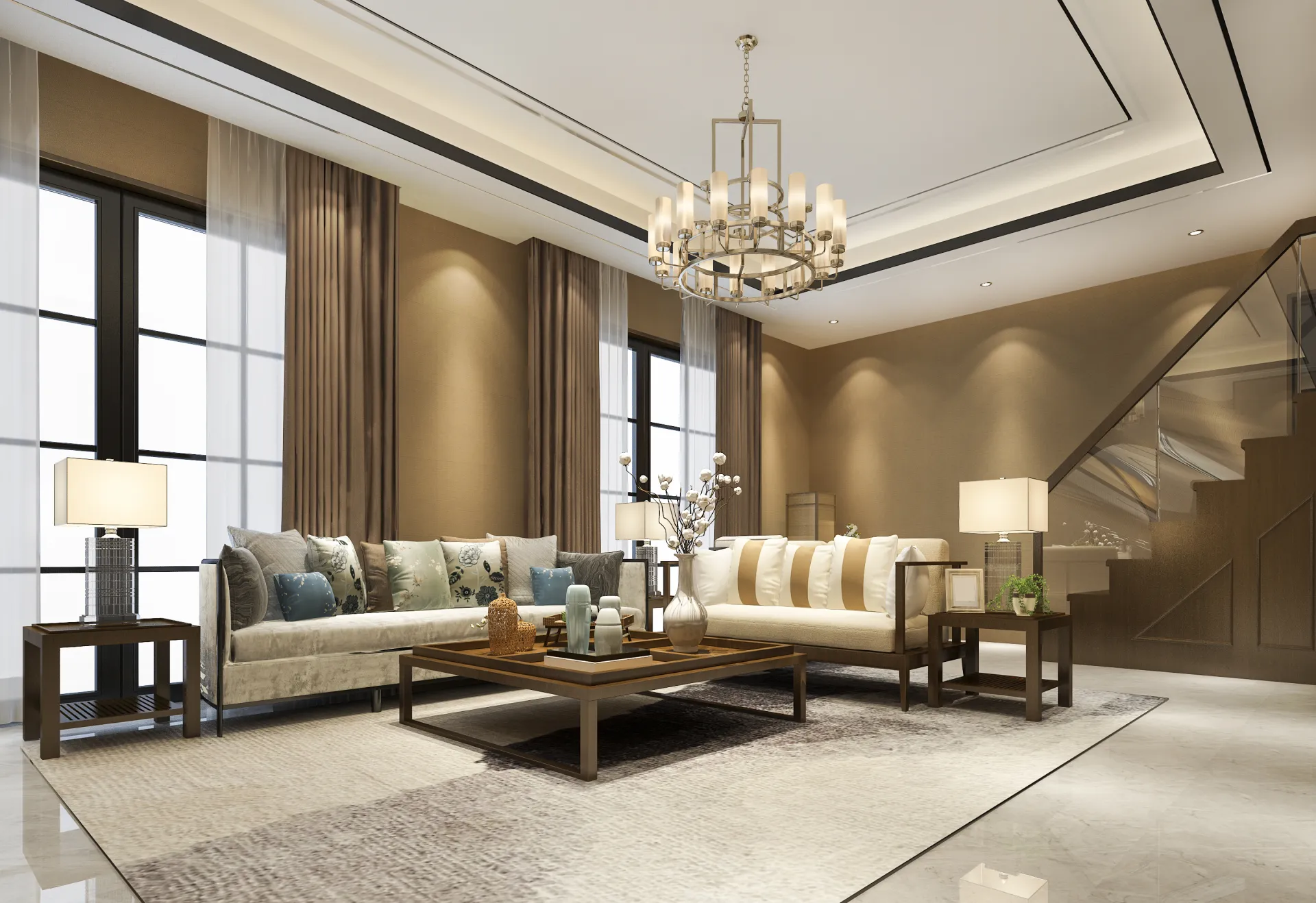 Luxury living room interior at The Ascent